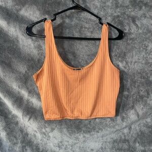 VENUS Orange Ribbed Crop Tank Top